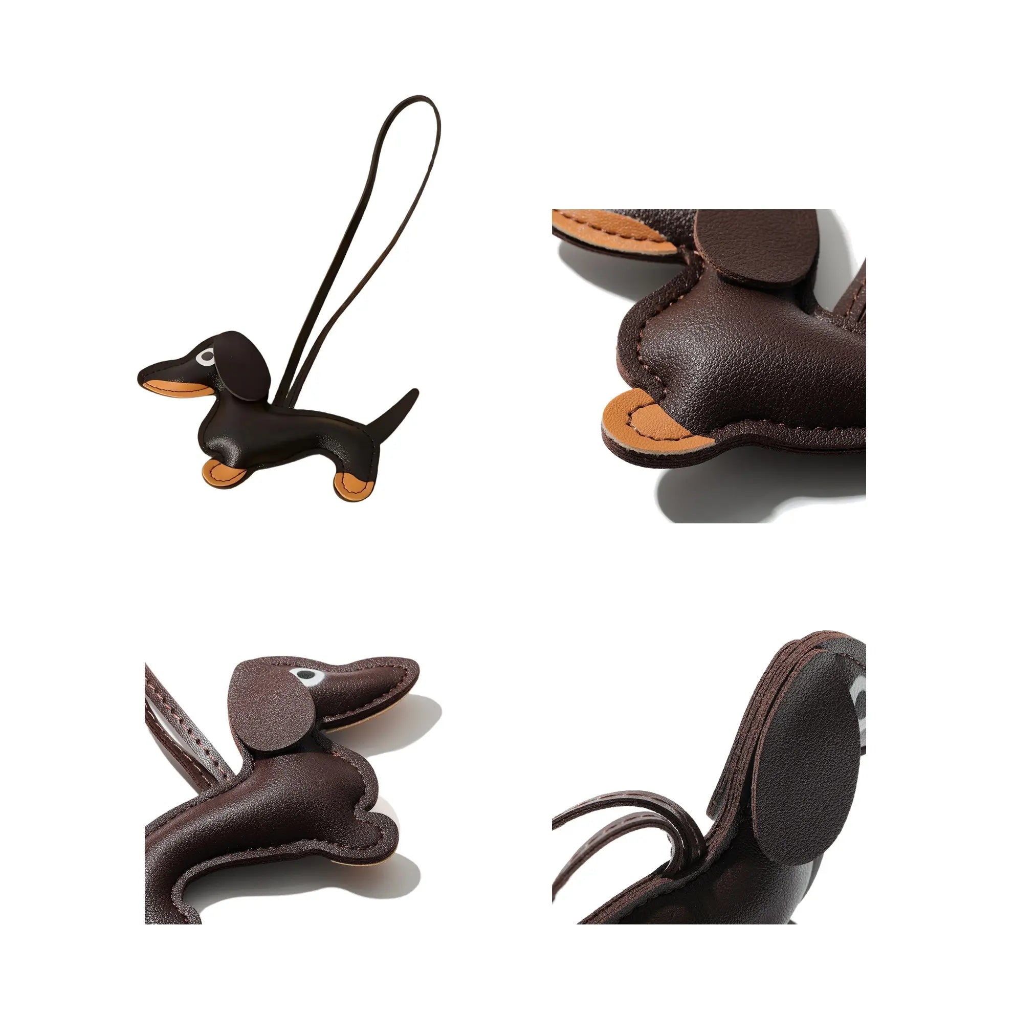 Dachshund Keychain Bag Charm Dog Shaped Cute PU Leather Animal Ornament Puppy Dog Bag Pendant Key Chain Fashion Handmade Gifts for Women Men Y2K Key Holders