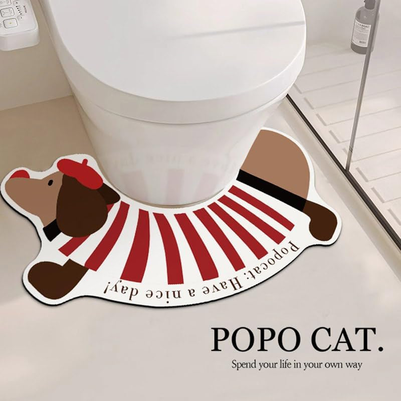 Dachshund Toilet U-Shaped Floor Mat, Bathroom Diatom Mud Quick-Drying Absorbent Non-Slip Splash-Proof Foot Mat, Toilet Sludge-Resistant