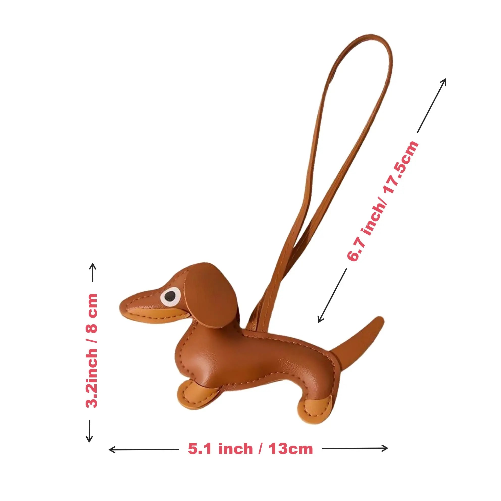 Dachshund Keychain Bag Charm Dog Shaped Cute PU Leather Animal Ornament Puppy Dog Bag Pendant Key Chain Fashion Handmade Gifts for Women Men Y2K Key Holders