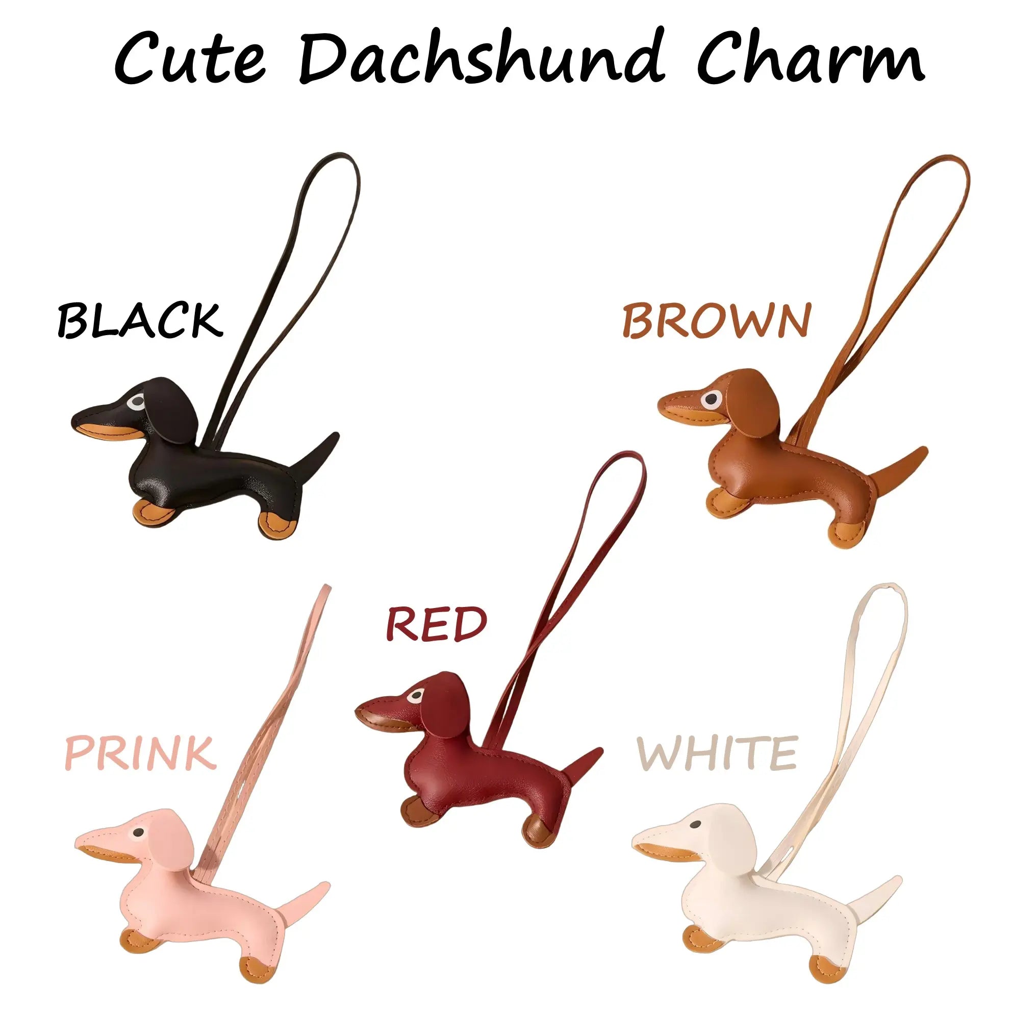 Dachshund Keychain Bag Charm Dog Shaped Cute PU Leather Animal Ornament Puppy Dog Bag Pendant Key Chain Fashion Handmade Gifts for Women Men Y2K Key Holders