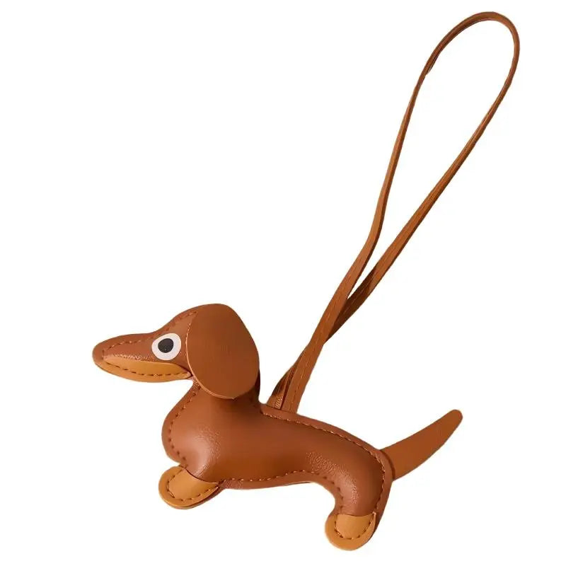 Dachshund Keychain Bag Charm Dog Shaped Cute PU Leather Animal Ornament Puppy Dog Bag Pendant Key Chain Fashion Handmade Gifts for Women Men Y2K Key Holders