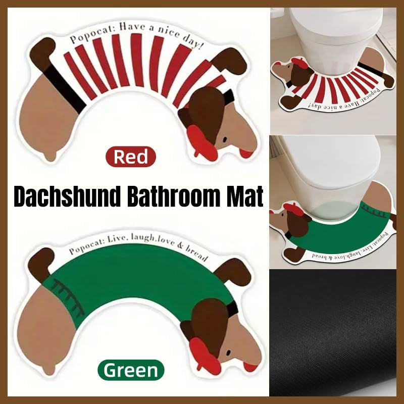 Dachshund Toilet U-Shaped Floor Mat, Bathroom Diatom Mud Quick-Drying Absorbent Non-Slip Splash-Proof Foot Mat, Toilet Sludge-Resistant