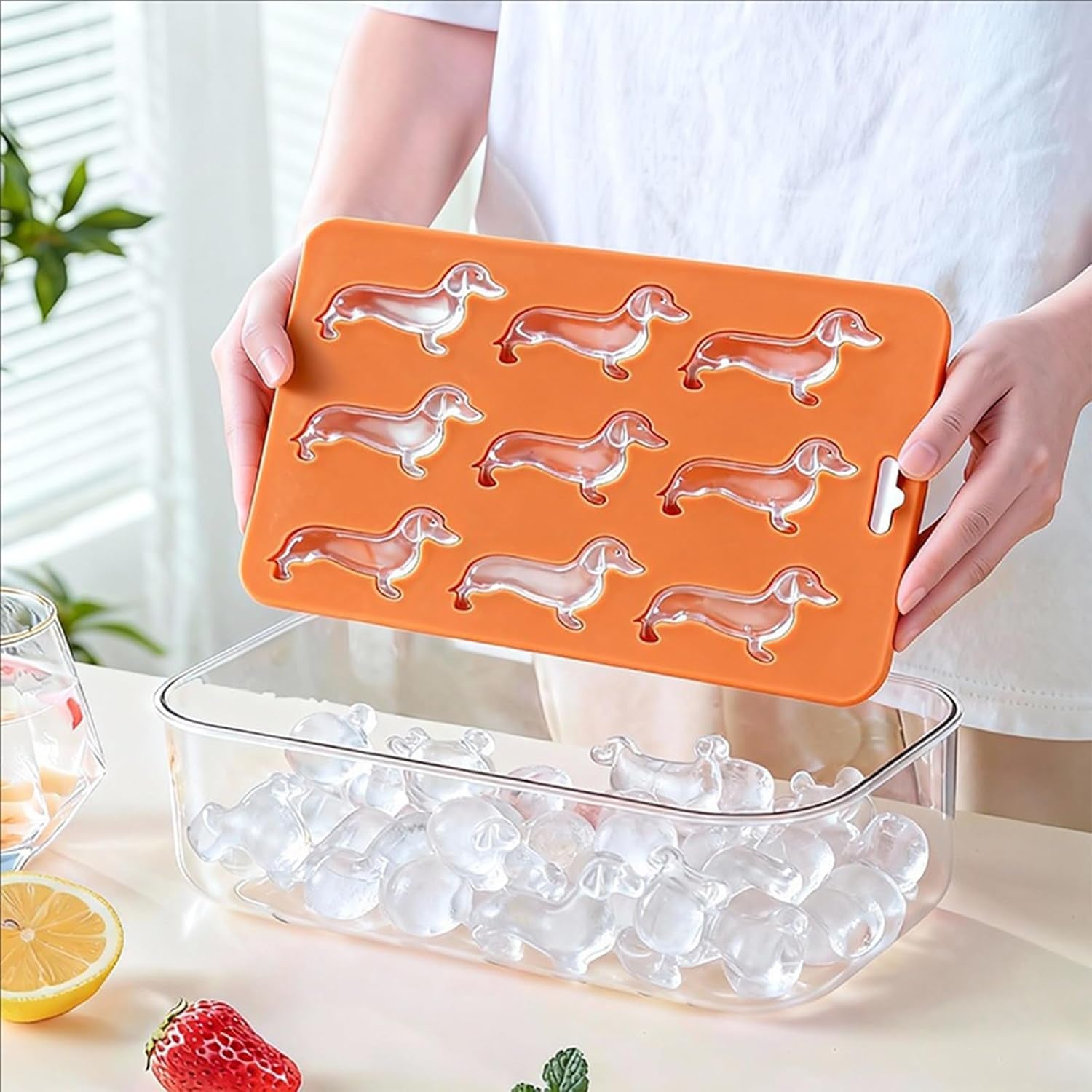 Dachshund Silicone Ice Cube Mold and Tray,2Pcs 3D Dog Nonstick Animal Trays for Cocktail Whisky,Moulds for Chocolate,Candy,Jelly Homemade Treats